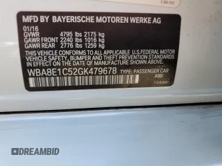2016 BMW 3 Series 330e iPerformance with VIN WBA8E1C52GK479678, listed as a Copart auction lot 54372055 with 186,028 mi miles and Clean Title. Bid and sale history available at carsss.com. Image 12.