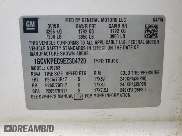 2014 Chevrolet Silverado 1500 Work Truck with VIN 1GCVKPEC9EZ304720, listed as a Copart auction lot 47364305 with Not Provided miles and Salvage Title. Bid and sale history available at DreamBid. Image 13.
