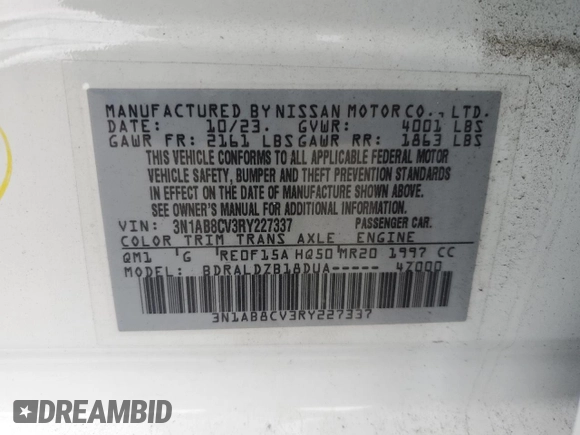 2024 Nissan Sentra SV with VIN 3N1AB8CV3RY227337, listed as a Copart auction lot 52771895 with 9,730 mi miles and Salvage Title. Bid and sale history available at DreamBid. Image 12.