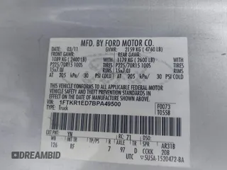 2011 Ford Ranger XL with VIN 1FTKR1ED7BPA49500, listed as a IAAI auction lot 41501648 with 143,847 mi miles. Bid and sale history available at carsss.com. Image 9.