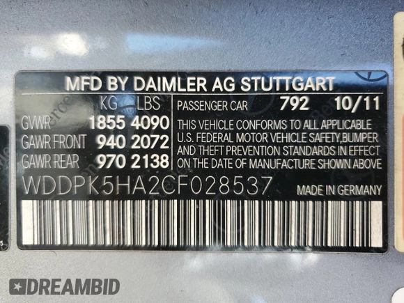 2012 Mercedes-Benz SLK 350 с VIN WDDPK5HA2CF028537, выставлен на аукционе Copart как лот 57309275 с пробегом 88 214 миль миль и Списание • Salvage title. История ставок и продаж доступна на DreamBid. Изображение 12.