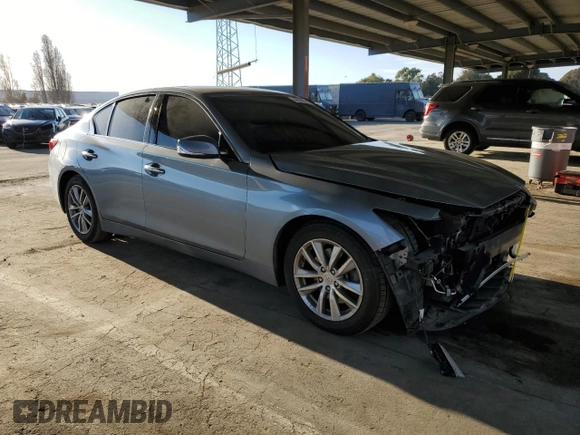 2015 Infiniti Q50 Premium with VIN JN1BV7AP4FM332073, listed as a Copart auction lot 46950325 with 66,587 mi miles and Salvage Title. Bid and sale history available at carsss.com. Image 4.