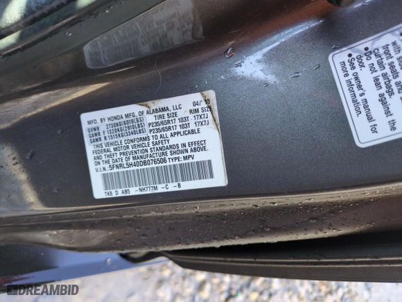 2013 Honda Odyssey EX with VIN 5FNRL5H40DB076506, listed as a Copart auction lot 45609935 with 170,046 mi miles and Salvage Title. Bid and sale history available at carsss.com. Image 12.