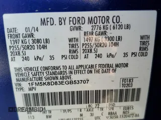 2014 Ford Explorer XLT z VIN 1FM5K8D83EGB53707, wystawiony jako Copart lot #55120455 z przebiegiem 111 644 mil mil oraz Szkody całkowita. Historia ofert i sprzedaży dostępna na DreamBid. Obrazek 13.