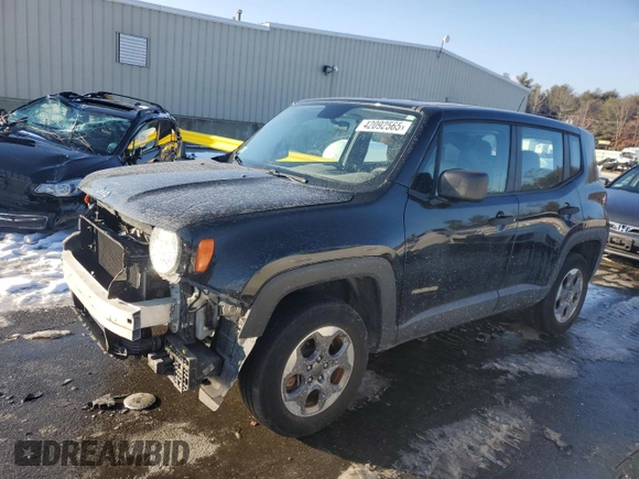 2016 Jeep Renegade Sport with VIN ZACCJBAW3GPC70790, listed as a Copart auction lot 42092565 with 14,125 mi miles and Salvage Title. Bid and sale history available at DreamBid. Image 1.