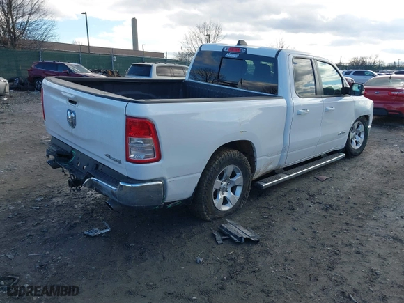2021 Ram 1500 Big Horn with VIN 1C6SRFBT5MN557642, listed as a IAAI auction lot 41498784 with 53,000 mi miles. Bid and sale history available at carsss.com. Image 4.
