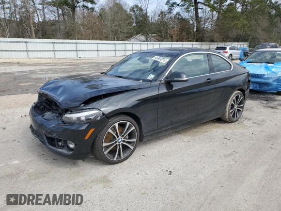 2020 BMW 2 Series 230i with VIN WBA2J1C06L7E53493, listed as a Copart auction lot 45903075 with 91,296 mi miles and Salvage Title. Bid and sale history available at carsss.com. Image 1.