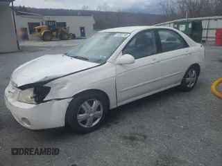 2005 Kia Spectra LX with VIN KNAFE121X55106485, listed as a Copart auction lot 51302745 with 186,141 mi miles and Salvage Title. Bid and sale history available at carsss.com. Image 1.