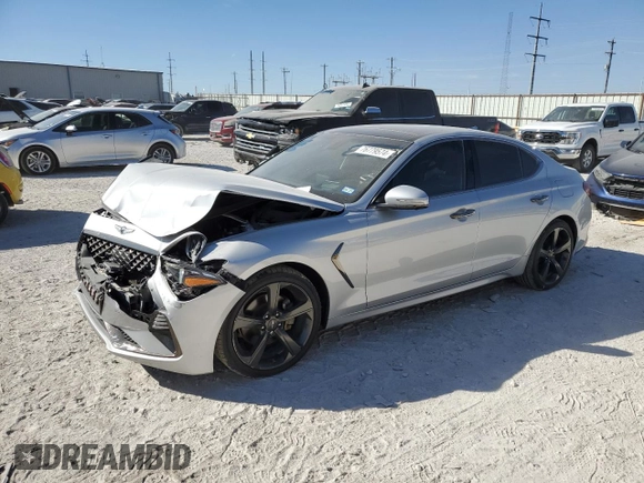 2019 Genesis G70 Advanced with VIN KMTG44LA1KU044908, listed as a Copart auction lot 76779574 with 51,678 mi miles and Salvage title. Bid and sale history available at DreamBid. Image 1.