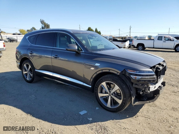 2021 Genesis GV80 Advanced + with VIN KMUHCESC3MU050143, listed as a Copart auction lot 74269384 with 57,581 mi miles and Salvage Title. Bid and sale history available at carsss.com. Image 4.