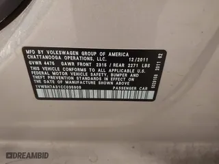 2012 Volkswagen Passat SE with VIN 1VWBH7A31CC035908, listed as a IAAI auction lot 41535111 with 119,816 mi miles. Bid and sale history available at carsss.com. Image 9.