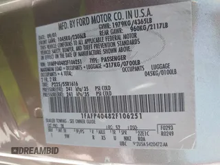 2002 Ford Mustang Standard с VIN 1FAFP40482F106251, выставлен на аукционе IAAI как лот 42262810 с пробегом 208 613 миль миль и . История ставок и продаж доступна на DreamBid. Изображение 9.