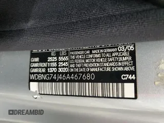 2006 Mercedes-Benz S 55 AMG with VIN WDBNG74J46A467680, listed as a Copart auction lot 42324065 with Not Provided miles and Clean Title. Bid and sale history available at DreamBid. Image 12.
