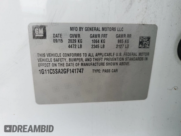 2016 Chevrolet Malibu Limited LT with VIN 1G11C5SA2GF141747, listed as a Copart auction lot 73126004 with 171,171 mi miles and Salvage Title. Bid and sale history available at carsss.com. Image 12.