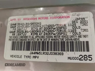 2002 Mitsubishi Montero Limited z VIN JA4MW51R32J038369, wystawiony jako IAAI lot #42309558 z przebiegiem 176 258 mil mil oraz . Historia ofert i sprzedaży dostępna na DreamBid. Obrazek 9.
