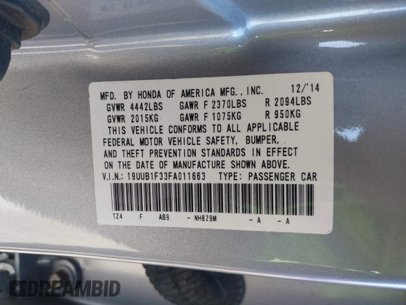 2015 Acura TLX z VIN 19UUB1F33FA011663, wystawiony jako IAAI lot #41705051 z przebiegiem 248 768 mil mil oraz . Historia ofert i sprzedaży dostępna na DreamBid. Obrazek 9.
