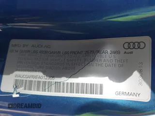 2015 Audi S5 Premium Plus with VIN WAUCGAFRXFA012905, listed as a IAAI auction lot 41408774 with 66,372 mi miles. Bid and sale history available at carsss.com. Image 9.
