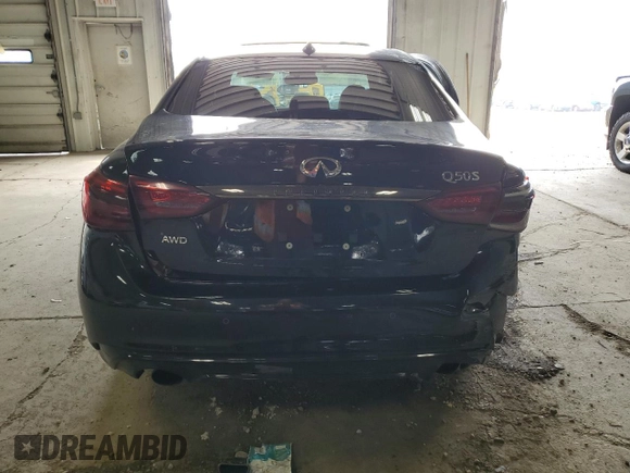2021 Infiniti Q50 Signature Edition with VIN JN1EV7CR5MM752479, listed as a Copart auction lot 59332895 with 37,884 mi miles and Salvage title. Bid and sale history available at DreamBid. Image 6.