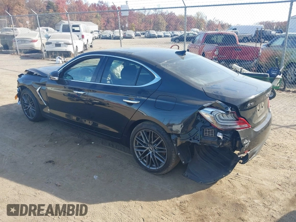 2019 Genesis G70 2.0T Advanced with VIN KMTG34LA5KU044008, listed as a IAAI auction lot 40764045 with 55,659 mi miles. Bid and sale history available at carsss.com. Image 3.