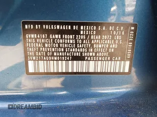 2017 Volkswagen Golf S z VIN 3VW217AU9HM019247, wystawiony jako IAAI lot #42213525 z przebiegiem 79 813 mil mil oraz . Historia ofert i sprzedaży dostępna na DreamBid. Obrazek 9.
