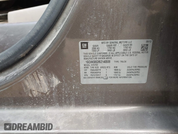 2014 Chevrolet Silverado 1500 LTZ with VIN 1GCVKSEC8EZ140508, listed as a IAAI auction lot 41821397 with 108,308 mi miles and . Bid and sale history available at DreamBid. Image 9.