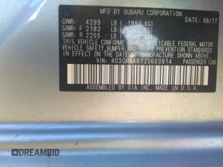 2018 Subaru Impreza with VIN 4S3GKAA61J3603914, listed as a IAAI auction lot 38286656 with 80,487 mi miles and . Bid and sale history available at DreamBid. Image 9.