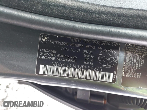 2002 BMW 3 Series 325xi with VIN WBAEU33412PF64275, listed as a IAAI auction lot 41999821 with 171,348 mi miles and . Bid and sale history available at DreamBid. Image 9.