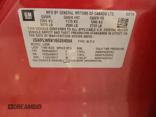 2014 GMC Terrain SLE z VIN 2GKFLWEK1E6284594, wystawiony jako Copart lot #58376005 z przebiegiem 106 079 mil mil oraz Szkoda całkowita • Salvage title. Historia ofert i sprzedaży dostępna na DreamBid. Obrazek 13.