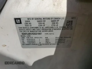 2012 GMC Terrain SLT-1 with VIN 2GKFLUE57C6221897, listed as a Copart auction lot 48465855 with 203,741 mi miles and Salvage title. Bid and sale history available at DreamBid. Image 13.