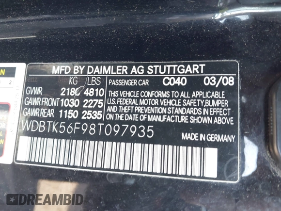 2008 Mercedes-Benz CLK 350 z VIN WDBTK56F98T097935, wystawiony jako IAAI lot #41764830 z przebiegiem 172 451 mil mil oraz . Historia ofert i sprzedaży dostępna na DreamBid. Obrazek 9.