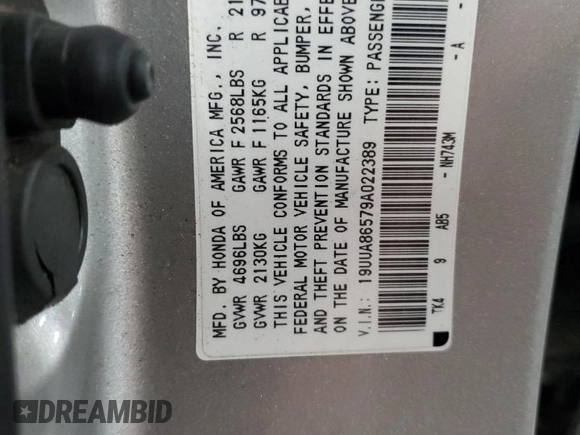 2009 Acura TL Technology z VIN 19UUA86579A022389, wystawiony jako Copart lot #49408245 z przebiegiem 223 459 mil mil oraz Szkoda całkowita • Salvage title. Historia ofert i sprzedaży dostępna na DreamBid. Obrazek 13.