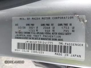 2009 Mazda 3 i Touring Value with VIN JM1BK32F591241775, listed as a IAAI auction lot 41653654 with 143,055 mi miles and . Bid and sale history available at DreamBid. Image 9.