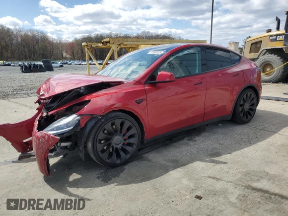 2023 Tesla Model Y Performance z VIN 7SAYGDEF2PF591238, wystawiony jako Copart lot #51991025 z przebiegiem 44 749 mil mil oraz Szkoda całkowita • Salvage title. Historia ofert i sprzedaży dostępna na DreamBid. Obrazek 1.