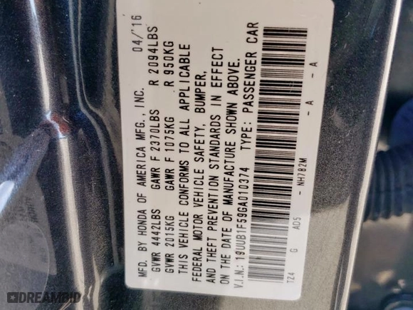 2016 Acura TLX Tech with VIN 19UUB1F59GA010374, listed as a Copart auction lot 48185875 with 91,904 mi miles and Salvage Title. Bid and sale history available at carsss.com. Image 14.