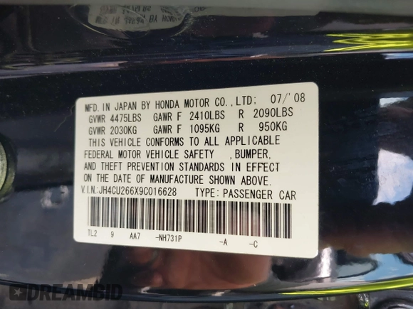 2009 Acura TSX with VIN JH4CU266X9C016628, listed as a IAAI auction lot 41480633 with 230,653 mi miles and . Bid and sale history available at DreamBid. Image 9.