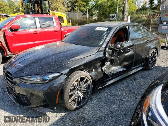 2022 BMW M3 with VIN WBS53AY0XNFL73101, listed as a Copart auction lot 75483164 with 12,889 mi miles and Salvage Title. Bid and sale history available at carsss.com. Image 1.