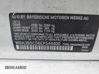 2014 BMW 3 Series 328i xDrive with VIN WBA3B5C56EP544400, listed as a IAAI auction lot 42172100 with 242,472 mi miles. Bid and sale history available at carsss.com. Image 9.