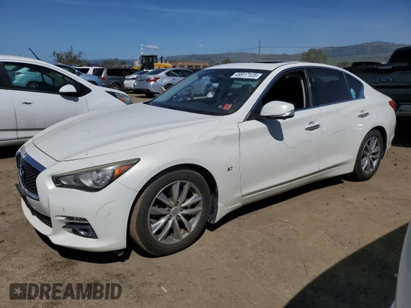 2014 Infiniti Q50 Sport with VIN JN1BV7AP0EM682217, listed as a Copart auction lot 49917125 with 65,606 mi miles and Salvage Title. Bid and sale history available at DreamBid. Image 1.
