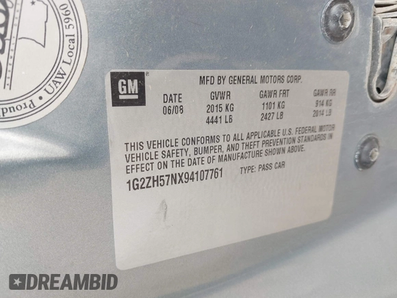 2009 Pontiac G6 GT 1SA with VIN 1G2ZH57NX94107761, listed as a IAAI auction lot 42138285 with 150,805 mi miles and . Bid and sale history available at DreamBid. Image 9.