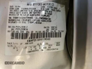 2005 Ford Five Hundred Limited with VIN 1FAHP25135G119502, listed as a Copart auction lot 59969975 with Not provided miles and Salvage title. Bid and sale history available at DreamBid. Image 12.