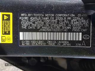 2011 Lexus CT 200h with VIN JTHKD5BH1B2007140, listed as a IAAI auction lot 41893295 with 182,935 mi miles and . Bid and sale history available at DreamBid. Image 9.