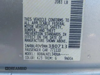 2022 Nissan Altima 2.5 SV with VIN 1N4BL4DV9NN380713, listed as a IAAI auction lot 40727975 with 47,896 mi miles. Bid and sale history available at carsss.com. Image 9.