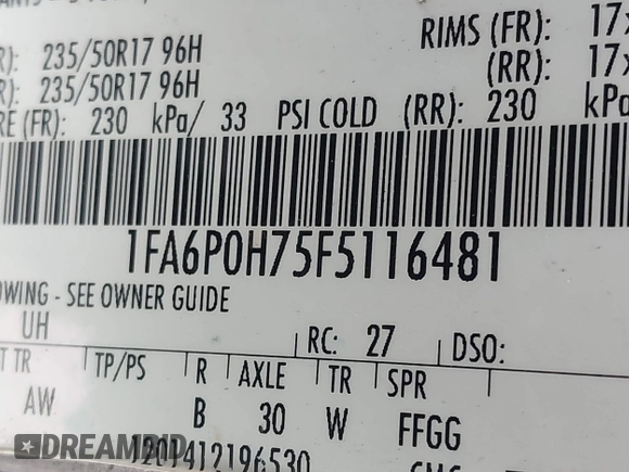 2015 Ford Fusion SE z VIN 1FA6P0H75FS116481, wystawiony jako IAAI lot #41629378 z przebiegiem 132 528 mil mil oraz . Historia ofert i sprzedaży dostępna na DreamBid. Obrazek 9.