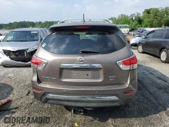 2014 Nissan Pathfinder Platinum with VIN 5N1AR2MMXEC613392, listed as a Copart auction lot 57234955 with 231,830 mi miles and Salvage title. Bid and sale history available at DreamBid. Image 6.