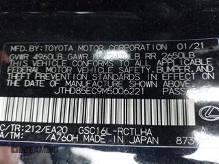 2021 Lexus RC 300 with VIN JTHD85EC9M5006221, listed as a IAAI auction lot 42516783 with 21,029 mi miles and . Bid and sale history available at DreamBid. Image 9.