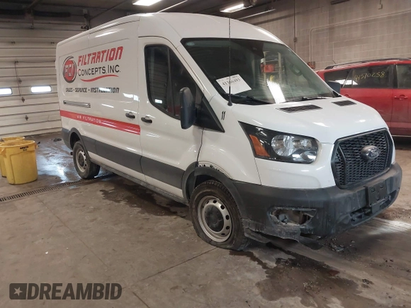 2023 Ford Transit Cargo with VIN 1FTBR1C80PKB95490, listed as a IAAI auction lot 41366493 with 17,450 mi miles and . Bid and sale history available at DreamBid. Image 1.
