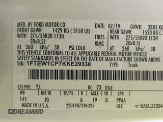 2019 Ford F-150 XL with VIN 1FTEW1CP7KKE29338, listed as a IAAI auction lot 42256391 with Not provided miles and . Bid and sale history available at DreamBid. Image 9.