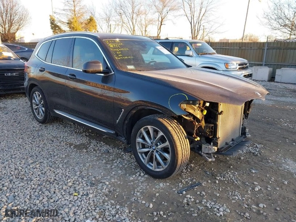 2019 BMW X3 xDrive30i with VIN 5UXTR9C51KLE12011, listed as a IAAI auction lot 41453898 with 53,712 mi miles. Bid and sale history available at carsss.com. Image 1.