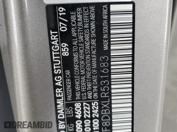 2020 Mercedes-Benz C 300 with VIN WDDWF8DBXLR531683, listed as a Copart auction lot 60131475 with 64,797 mi miles and Salvage title. Bid and sale history available at DreamBid. Image 12.