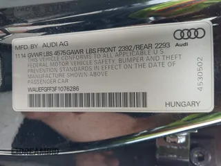 2015 Audi A3 Premium Plus with VIN WAUEFGFF3F1076286, listed as a IAAI auction lot 42486815 with 135,988 mi miles and . Bid and sale history available at DreamBid. Image 9.